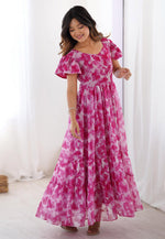 Load image into Gallery viewer, Pink Faux Georgette Printed Gown
