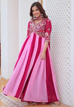 Load image into Gallery viewer, Pink Faux Georgette Readymade Long Anarkali Suit
