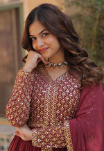 Load image into Gallery viewer, Pink Faux Georgette Readymade Long Anarkali Suit
