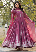 Load image into Gallery viewer, Pink Faux Georgette Readymade Long Anarkali Suit
