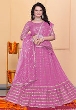 Load image into Gallery viewer, Pink Georgette A Line Lehenga Choli
