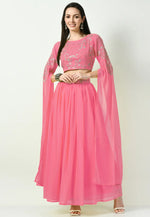 Load image into Gallery viewer, Pink Georgette A Line Lehenga Choli
