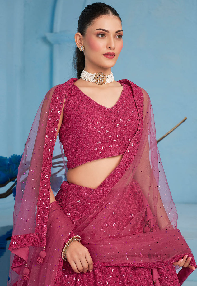 Pink Georgette Circular Lehenga Choli