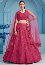 Load image into Gallery viewer, Pink Georgette Circular Lehenga Choli
