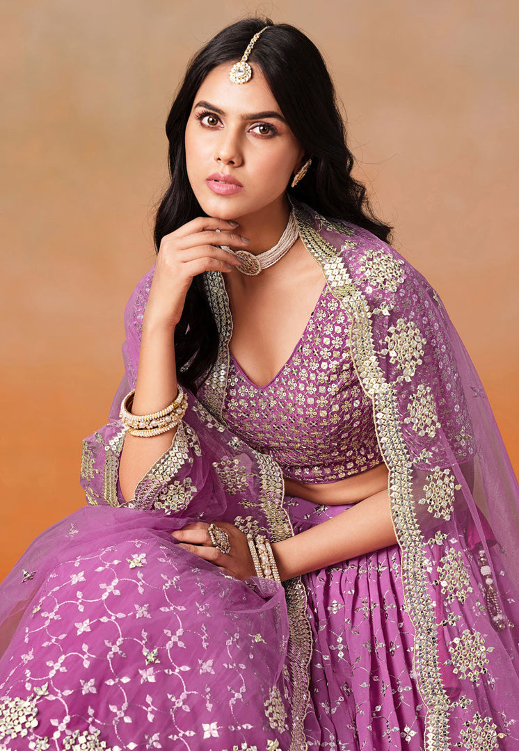 Pink Georgette Circular Lehenga Choli