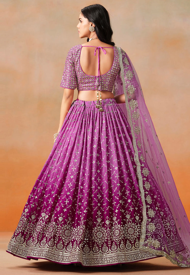 Pink Georgette Circular Lehenga Choli