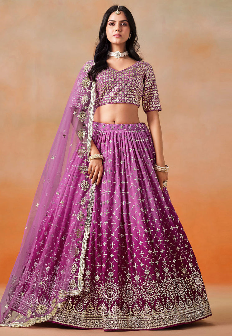 Pink Georgette Circular Lehenga Choli