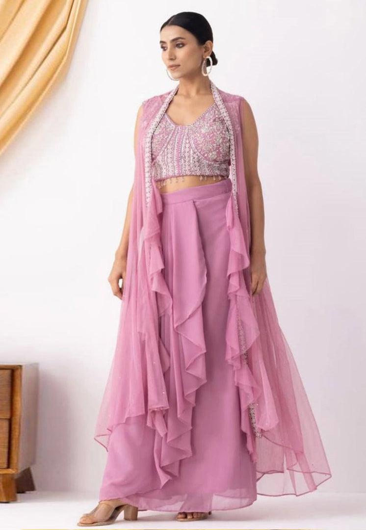 Pink Georgette Dhoti Salwar Kameez