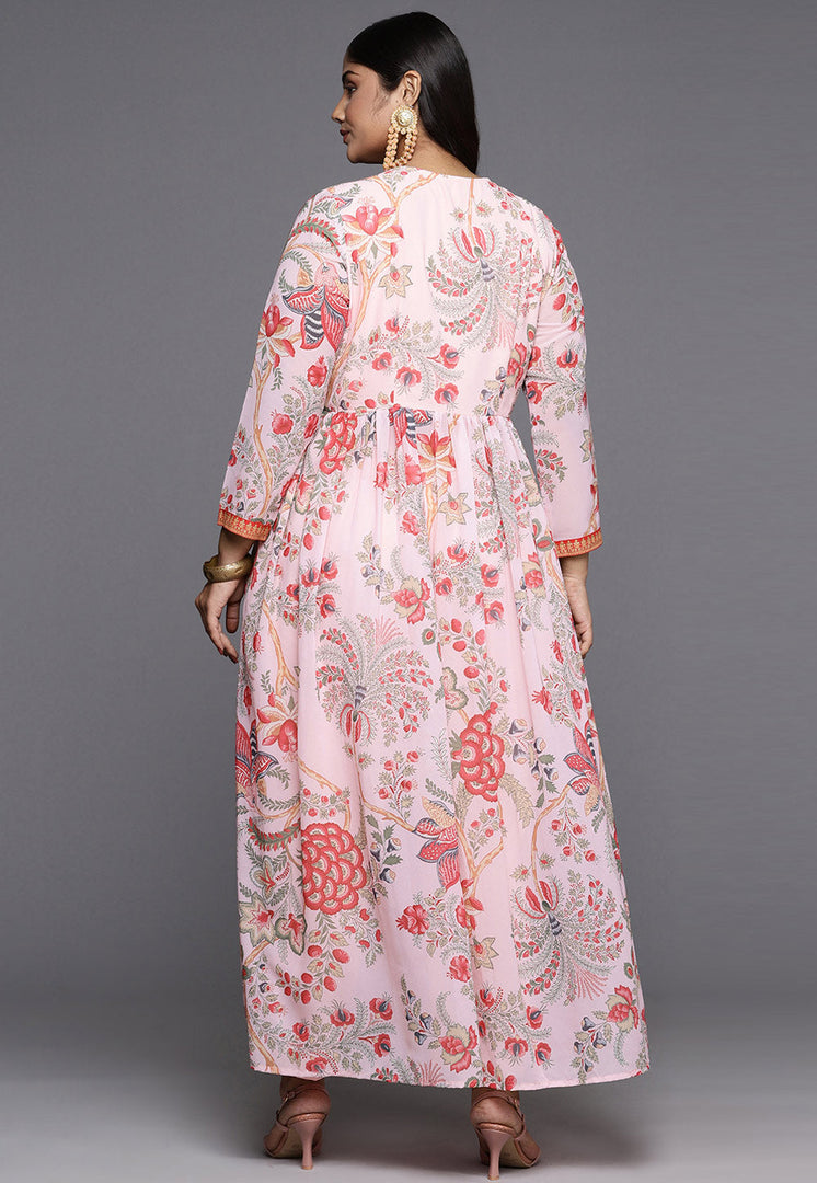 Pink Georgette Kurta Set With Pant