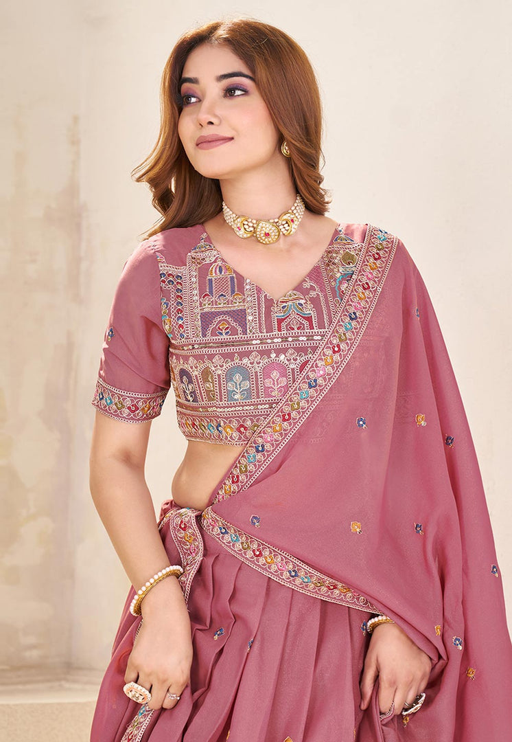 Pink Georgette Lehenga Choli