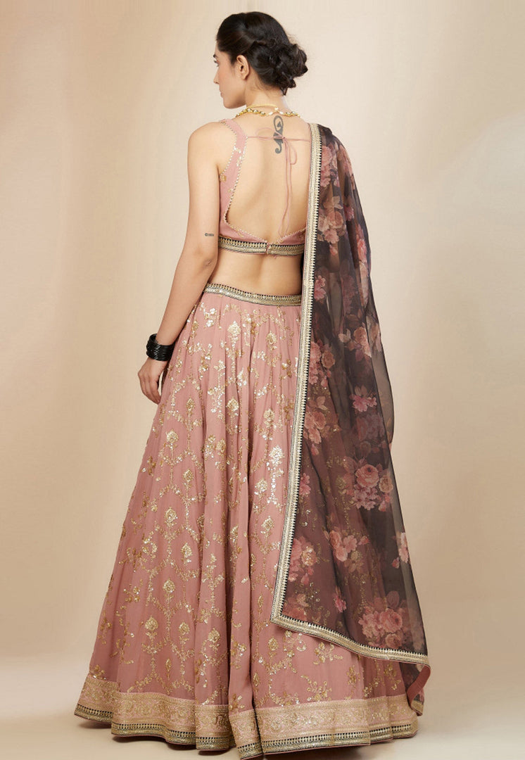 Pink Georgette Lehenga Choli