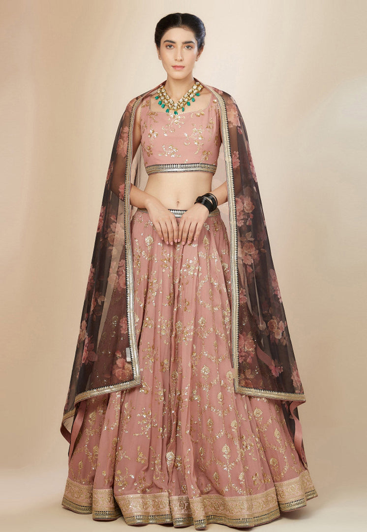 Pink Georgette Lehenga Choli