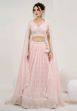 Load image into Gallery viewer, Pink Georgette Lehenga Choli For Wedding
