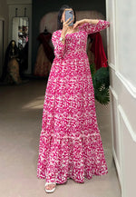 Load image into Gallery viewer, Pink Georgette Printed Gown
