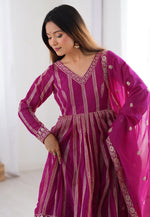 Load image into Gallery viewer, Pink Georgette Readymade Anarkali Suit

