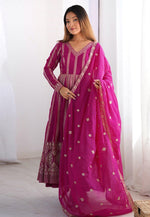 Load image into Gallery viewer, Pink Georgette Readymade Anarkali Suit
