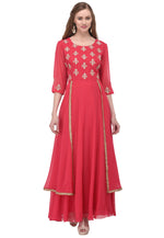 Load image into Gallery viewer, Pink Georgette Readymade Anarkali Suit

