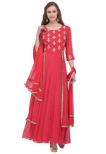 Load image into Gallery viewer, Pink Georgette Readymade Anarkali Suit
