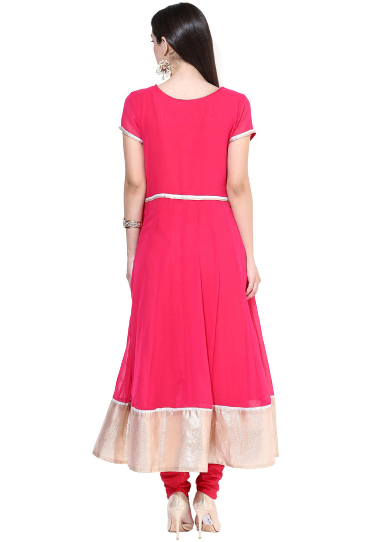 Pink Georgette Readymade Churidar Suit
