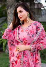 Load image into Gallery viewer, Pink Georgette Readymade Gharara Suit

