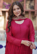 Load image into Gallery viewer, Pink Georgette Readymade Long Anarkali Suit
