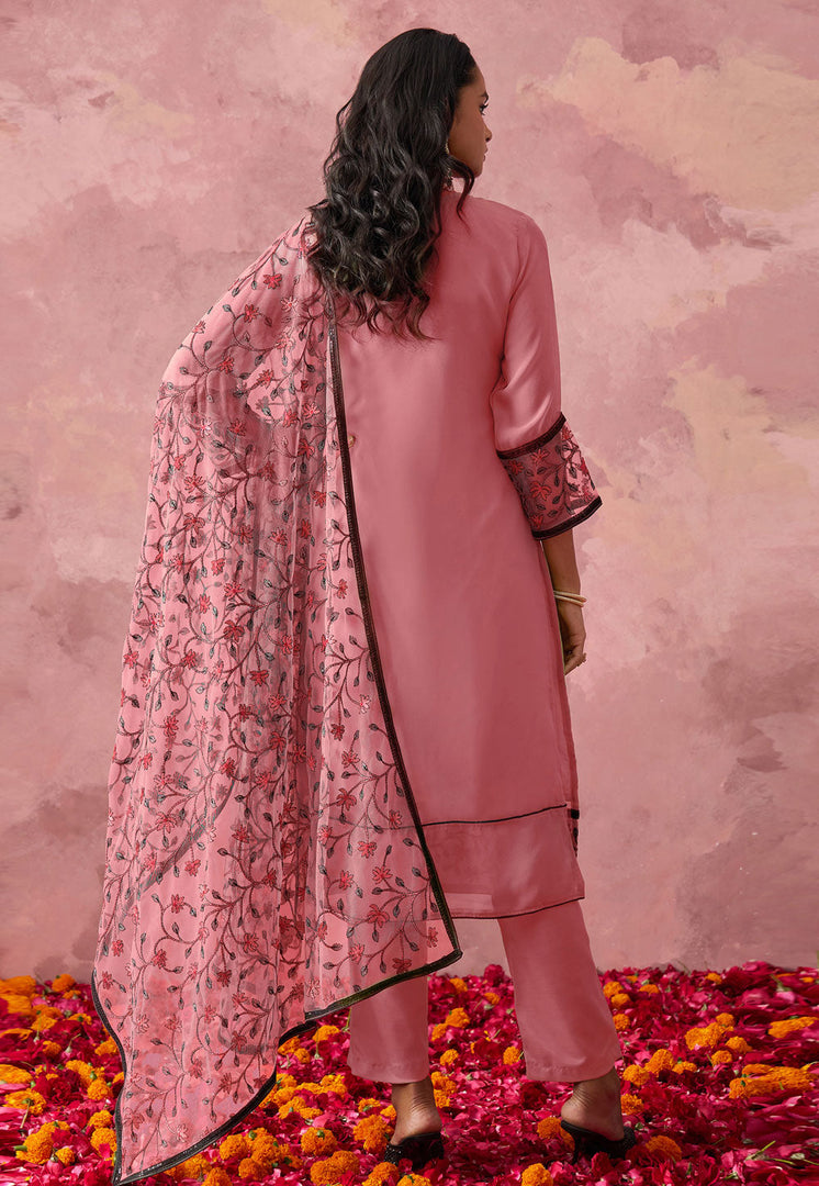 Pink Georgette Readymade Pakistani Suit