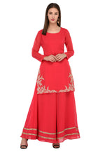 Load image into Gallery viewer, Pink Georgette Readymade Palazzo Suit
