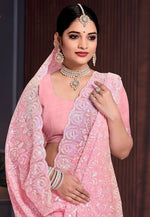 Load image into Gallery viewer, Pink Georgette Saree With Blouse
