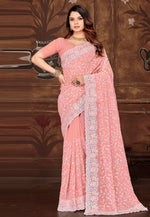 Load image into Gallery viewer, Pink Georgette Saree With Blouse
