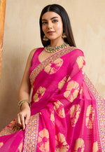 Load image into Gallery viewer, Pink Georgette Saree With Blouse
