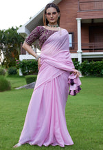 Load image into Gallery viewer, Pink Georgette Saree With Blouse
