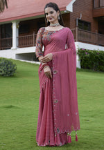 Load image into Gallery viewer, Pink Georgette Saree With Blouse
