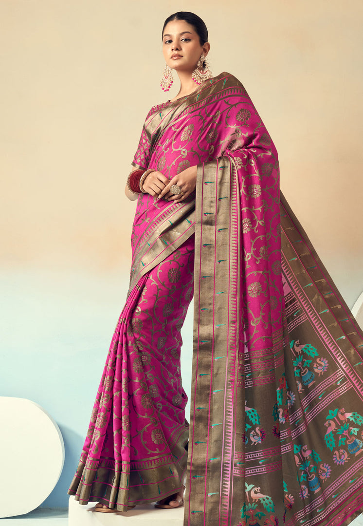 Pink Georgette Saree With Blouse