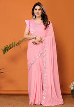 Load image into Gallery viewer, Pink Georgette Saree With Blouse