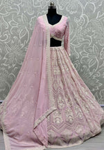 Load image into Gallery viewer, Pink Georgette Wedding Lehenga Choli
