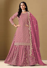 Load image into Gallery viewer, Pink Jacquard Indo Western Lehenga Choli
