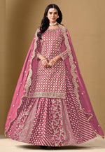 Load image into Gallery viewer, Pink Jacquard Indo Western Lehenga Choli
