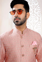 Load image into Gallery viewer, Pink Jacquard Indo Western Suit
