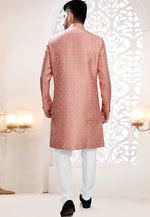 Load image into Gallery viewer, Pink Jacquard Indo Western Suit
