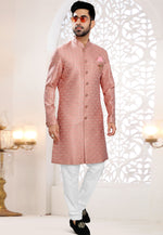 Load image into Gallery viewer, Pink Jacquard Indo Western Suit
