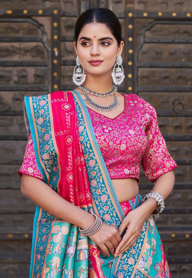 Pink Jacquard Lehenga Choli