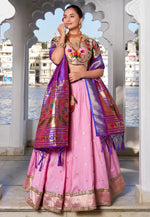 Load image into Gallery viewer, Pink Jacquard Silk Circular Lehenga Choli

