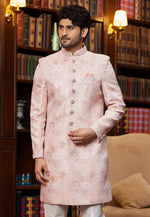 Load image into Gallery viewer, Pink Jacquard Silk Indo Western Sherwani
