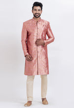 Load image into Gallery viewer, Pink Jacquard Silk Indo Western Suit
