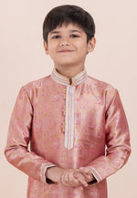Load image into Gallery viewer, Pink Jacquard Silk Kids Kurta Pajama
