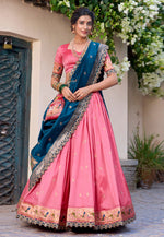 Load image into Gallery viewer, Pink Jacquard Silk Lehenga Choli
