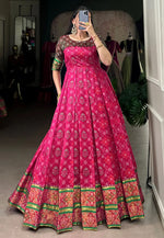 Load image into Gallery viewer, Pink Jacquard Silk Printed Gown
