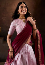Load image into Gallery viewer, Pink Jacquard Silk Readymade Circular Lehenga Choli
