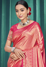 Load image into Gallery viewer, Pink Kanjivaram Silk Saree With Blouse