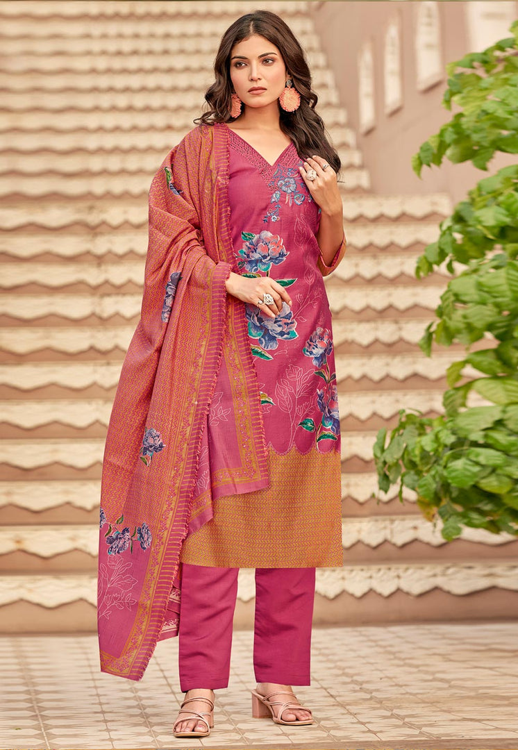 Pink Muslin Pakistani Suit
